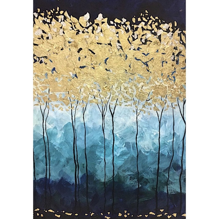 Интерьерная живопись акрилом и поталью