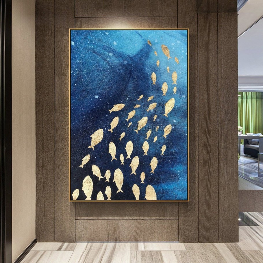 Золотые рыбки поталью картина