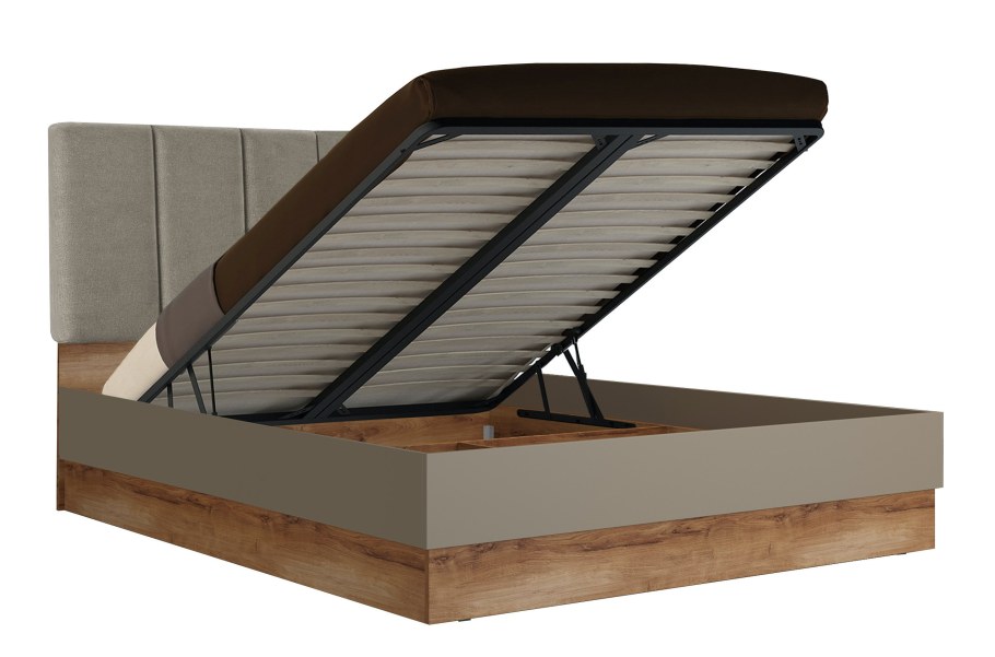 180-200 Кровать Leonardo с подъемным механизмом Лофти лён