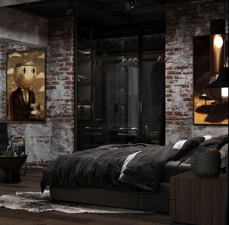 Тотал Блэк лофт интерьер