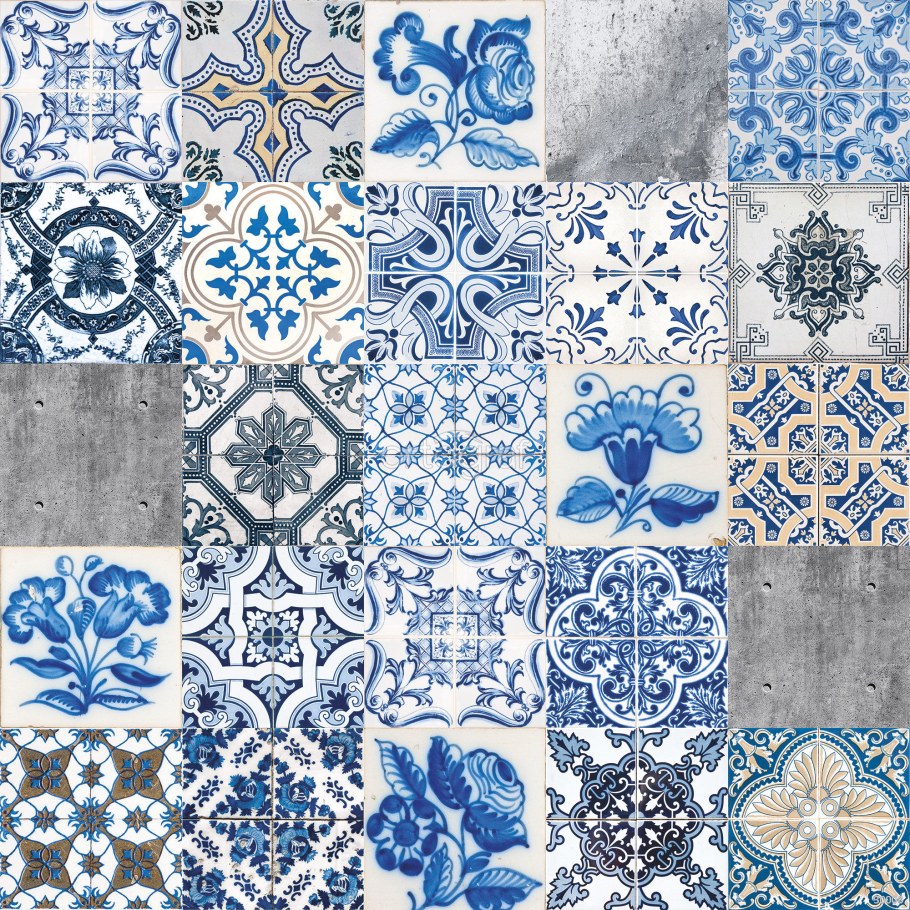 Плитка пэчворк голубая