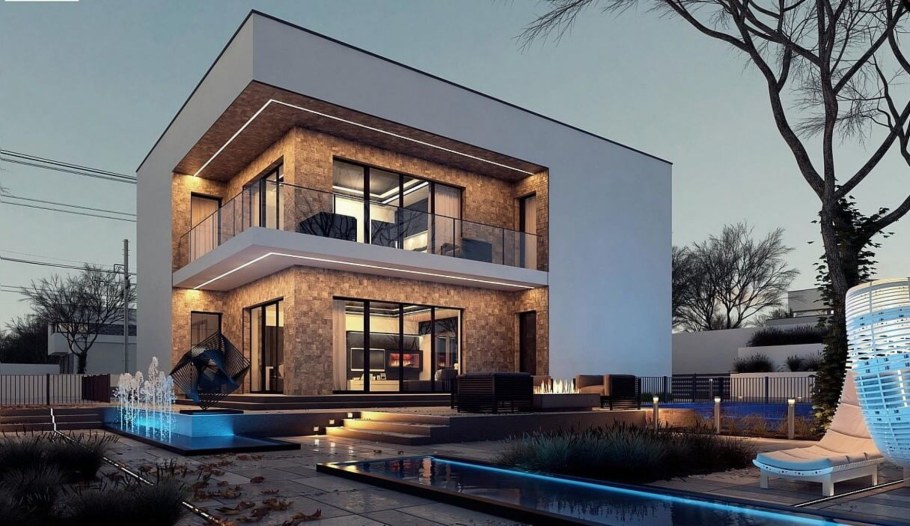 Дом с плоской крышей z500