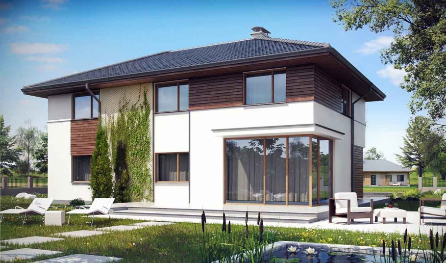 Дом 2 этажа с вальмовой кровлей