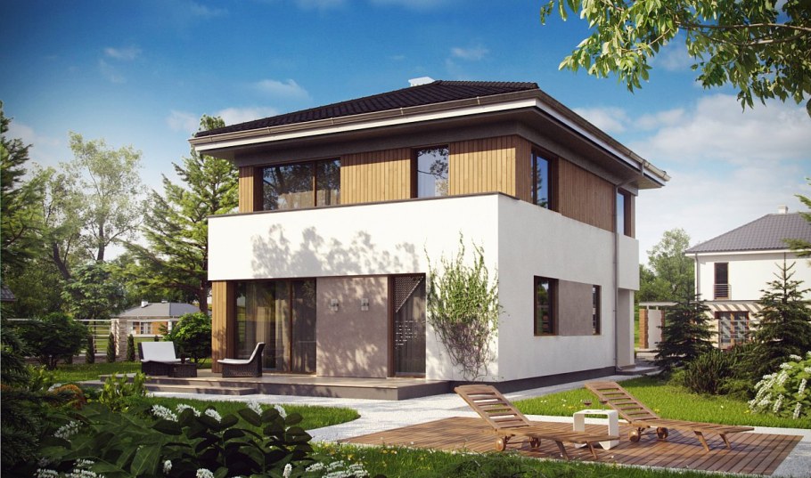 Фасады квадратных домов