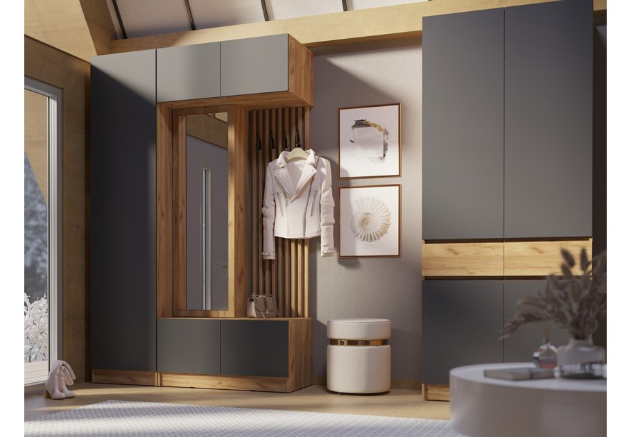 Прихожая Роджина дуб крафт графит