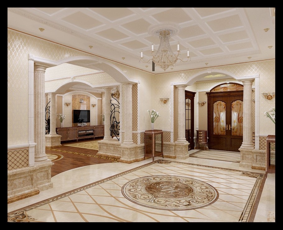 Холл в классическом стиле в частном доме