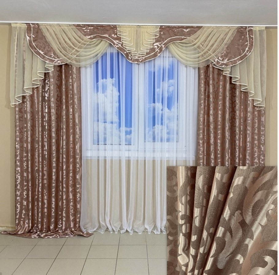 Занавески с ламбрекеном в зал