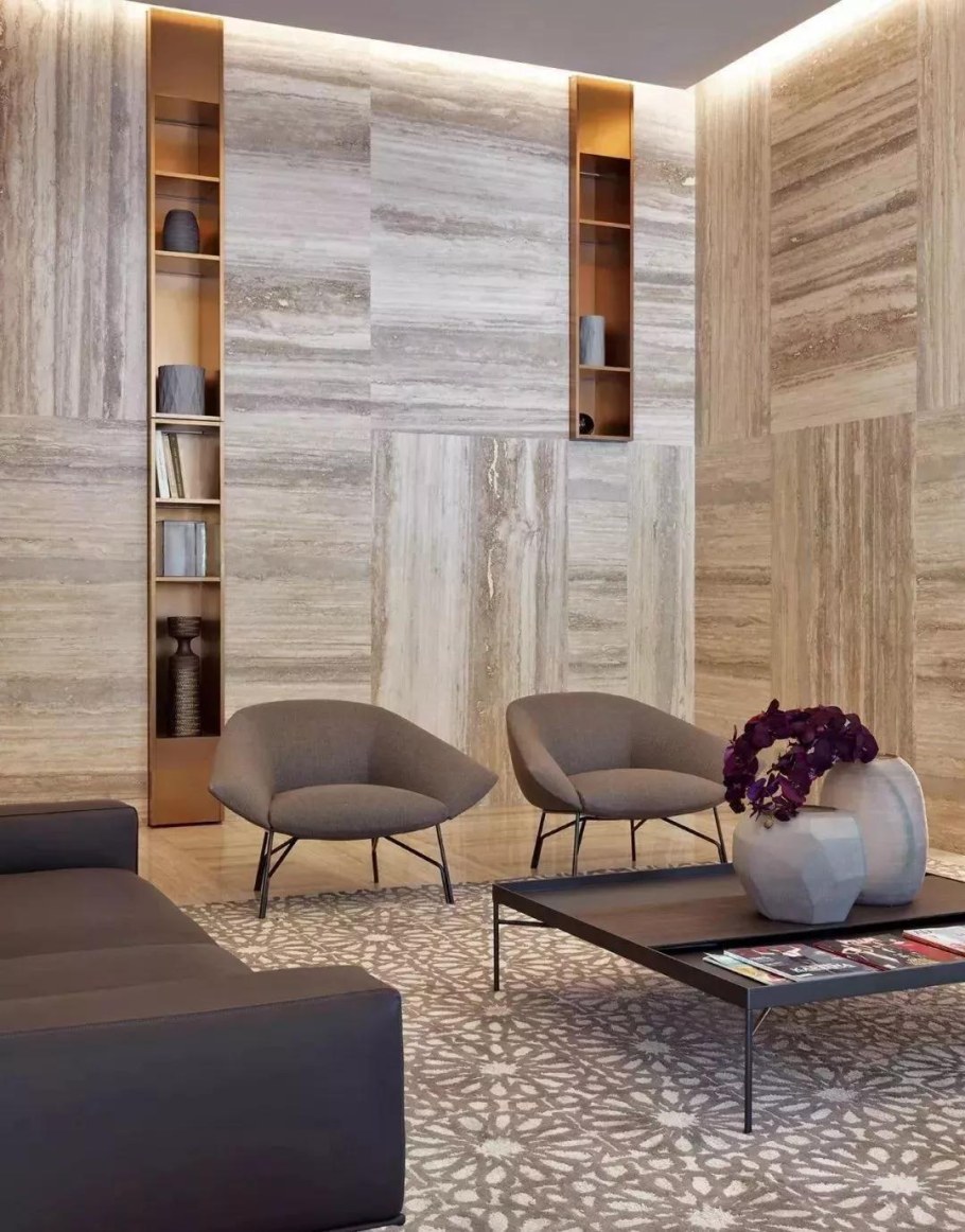 Травертин Сильвер в интерьере