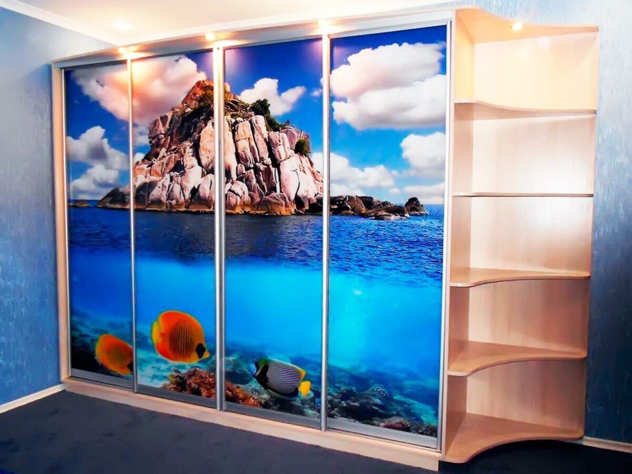 Шкафы-купе с фотопечатью на стекле