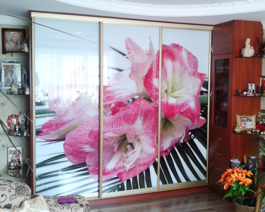 Шкаф-купе в спальню с фотопечатью