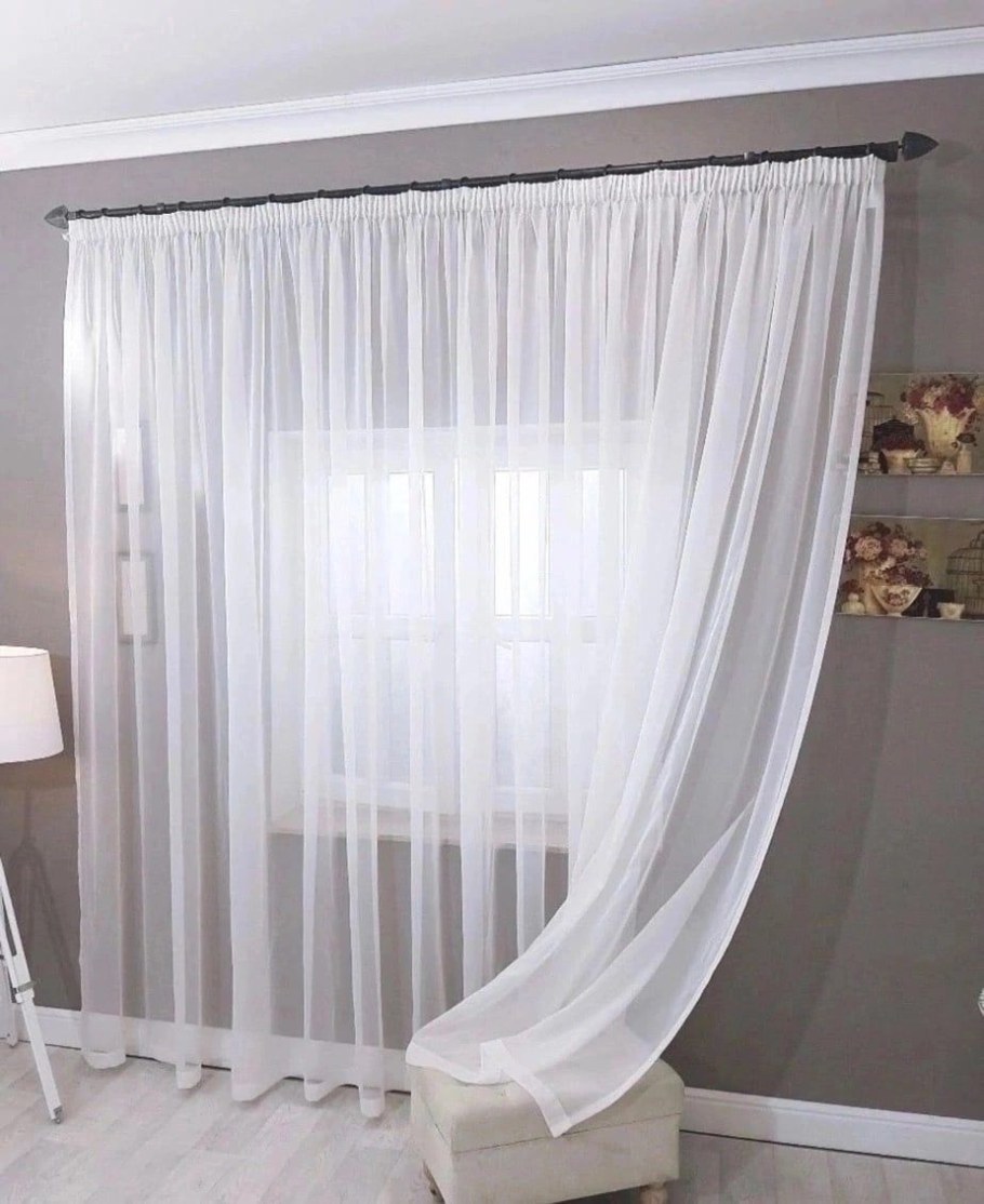 Тюль вуаль белая с утяжелителем