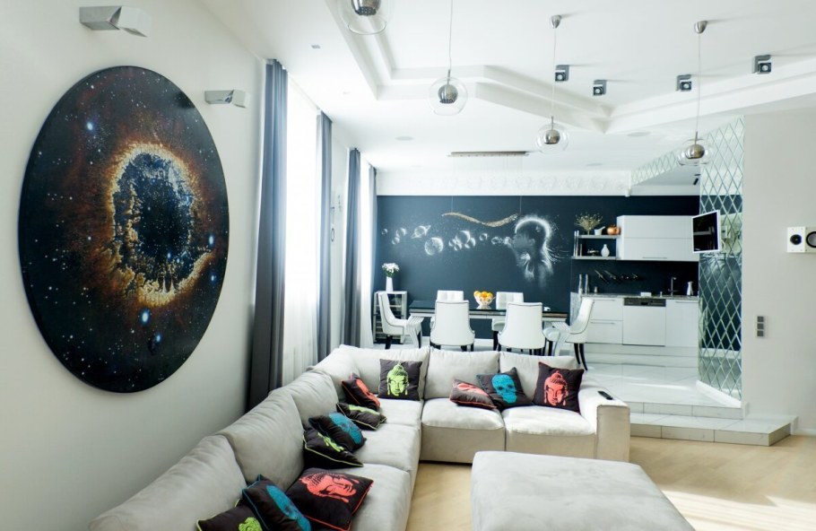 Интерьер комнаты в стиле космос