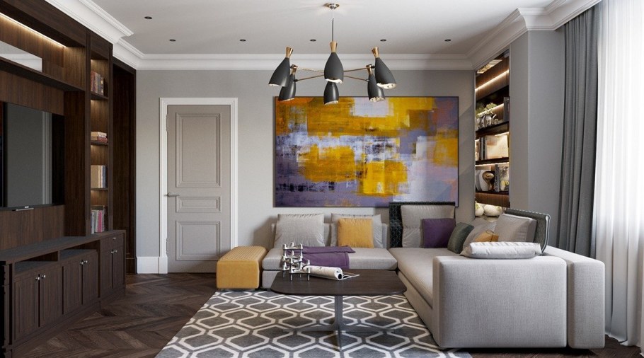 Стильные картины для интерьера гостиной