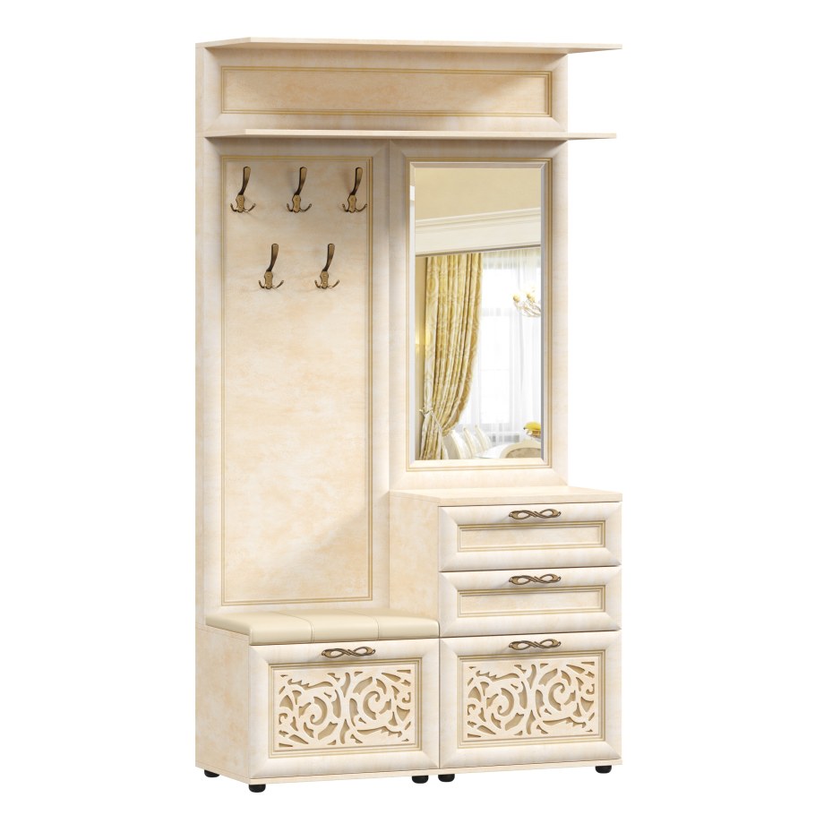 Вешалка комбинированная с зеркалом Александрия ЛД 125.110