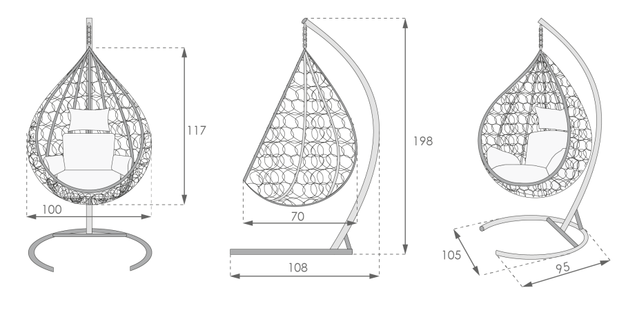 Кресло подвесное Флора двойное d-40-mt006