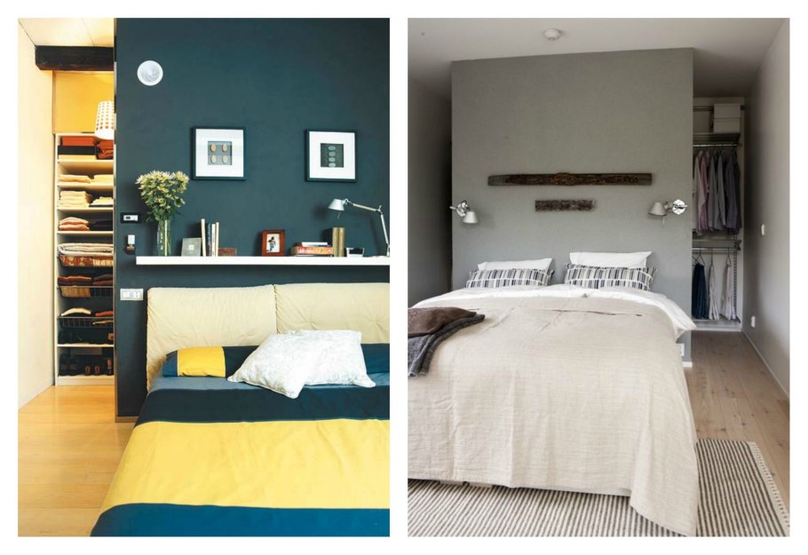 Гардеробная за изголовьем кровати