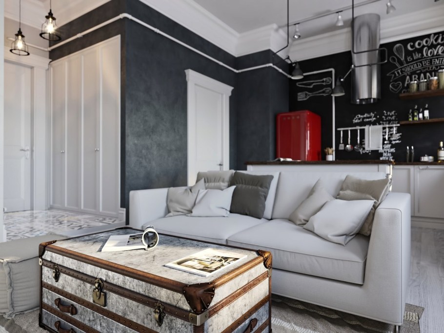 Интерьер квартиры студии 30 кв.м в стиле лофт