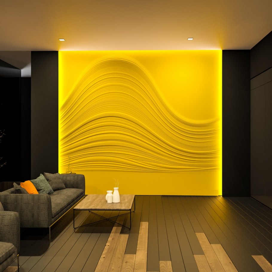 Гипсовые 3 д панели желтые