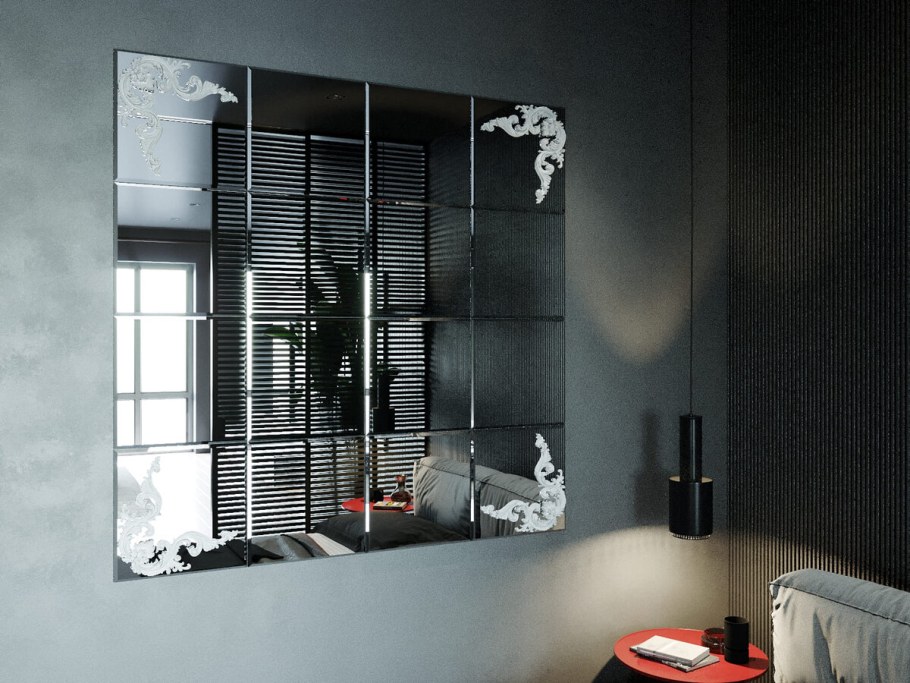 Зеркало на темной стене