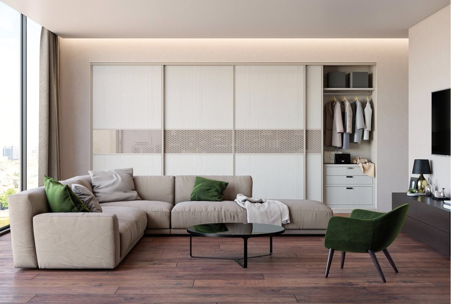 Встроенные шкафы в гостиной