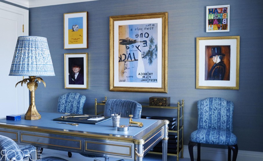 Голубые стены в интерьере