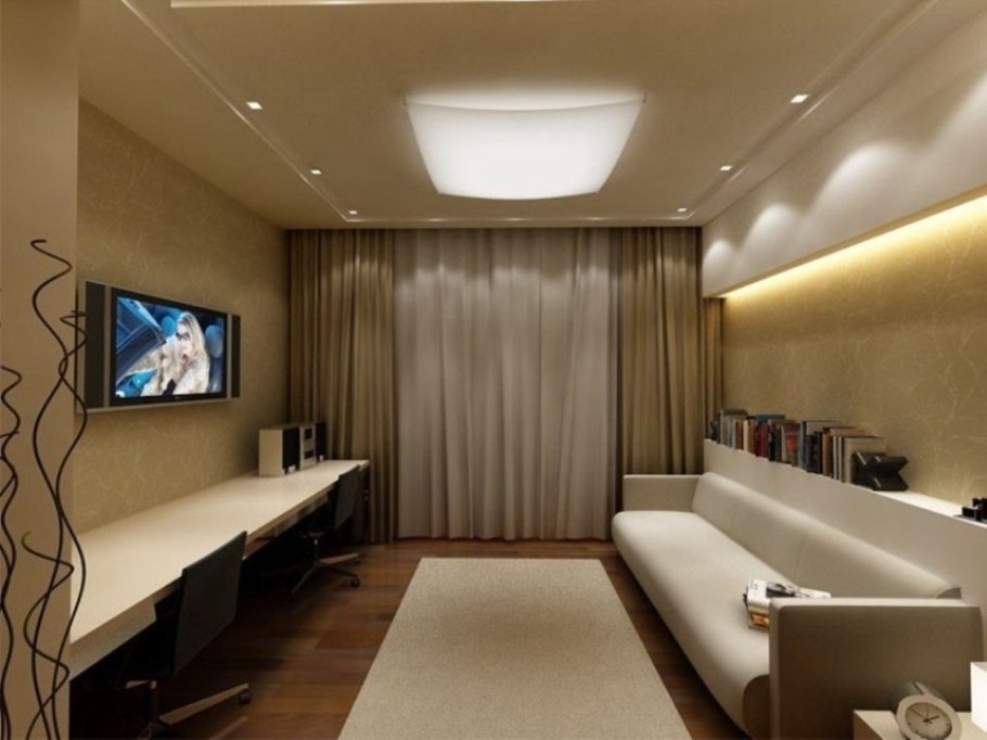 Интерьер прямоугольной комнаты