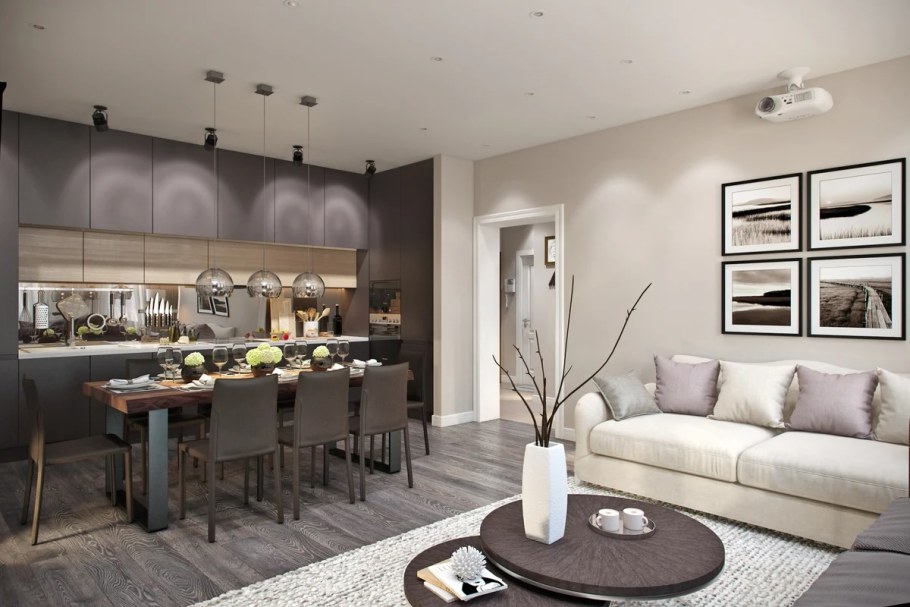 Кухня гостиная совреме