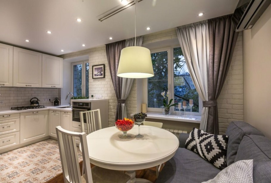 Кухня гостиная в трехкомнатной квартире