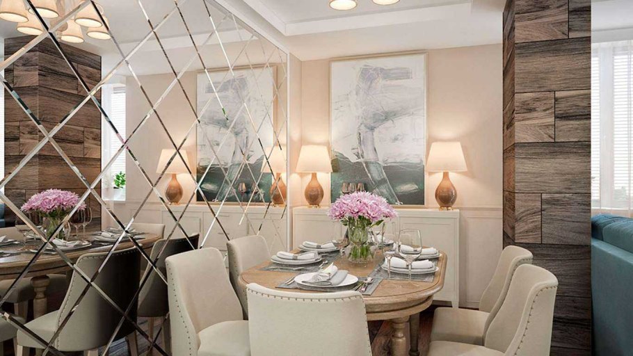 Зеркальное панно в обеденной зоне