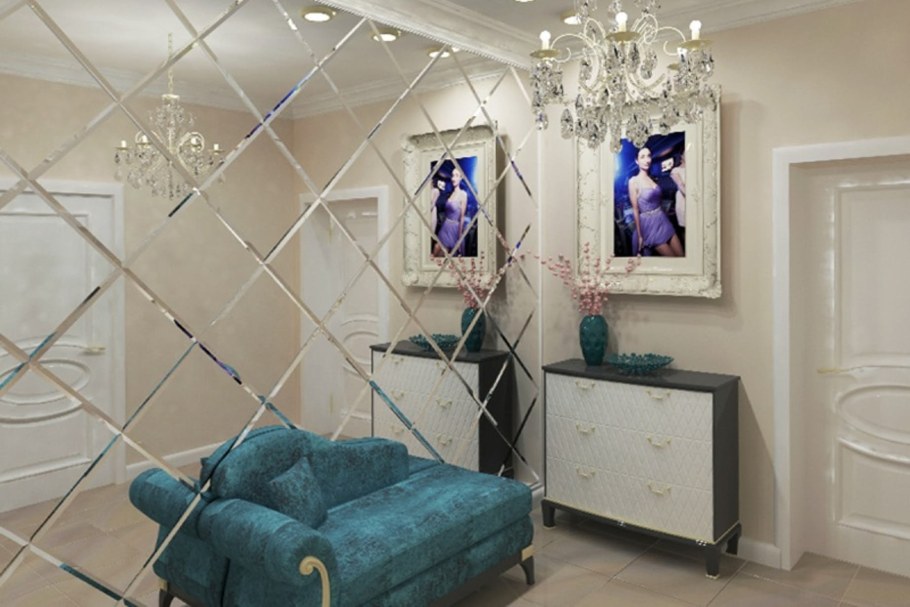 Зеркальная стена в прихожей