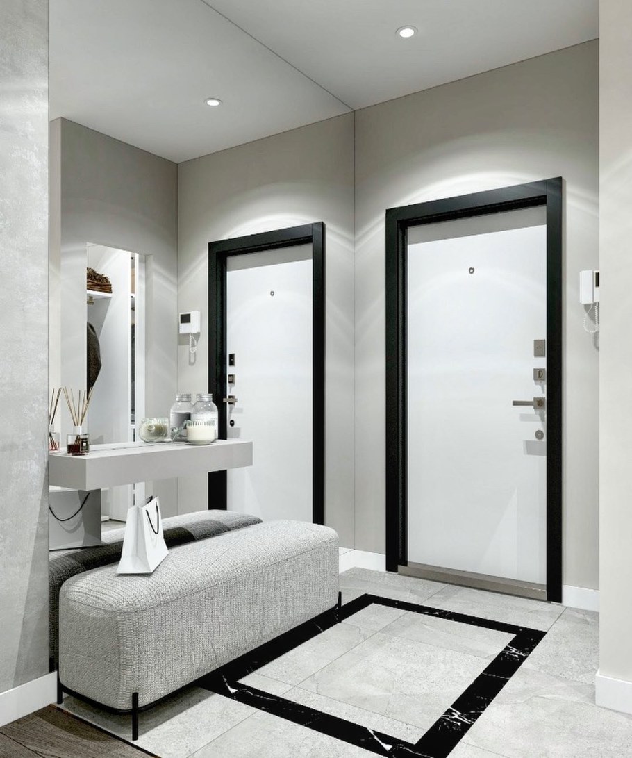 Прихожая с зеркалом в современном стиле