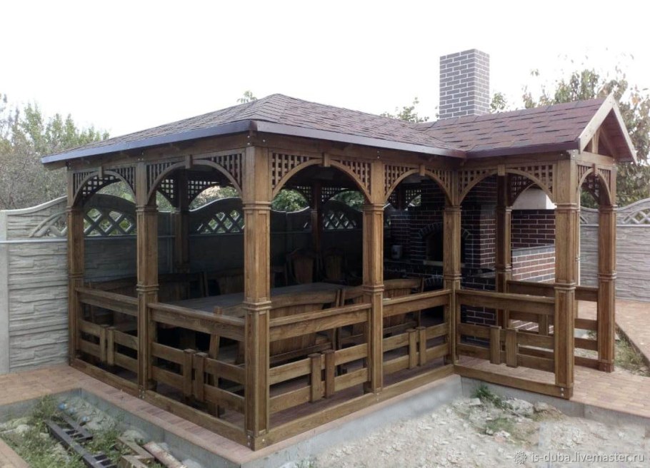 Беседка деревянная прямоугольная