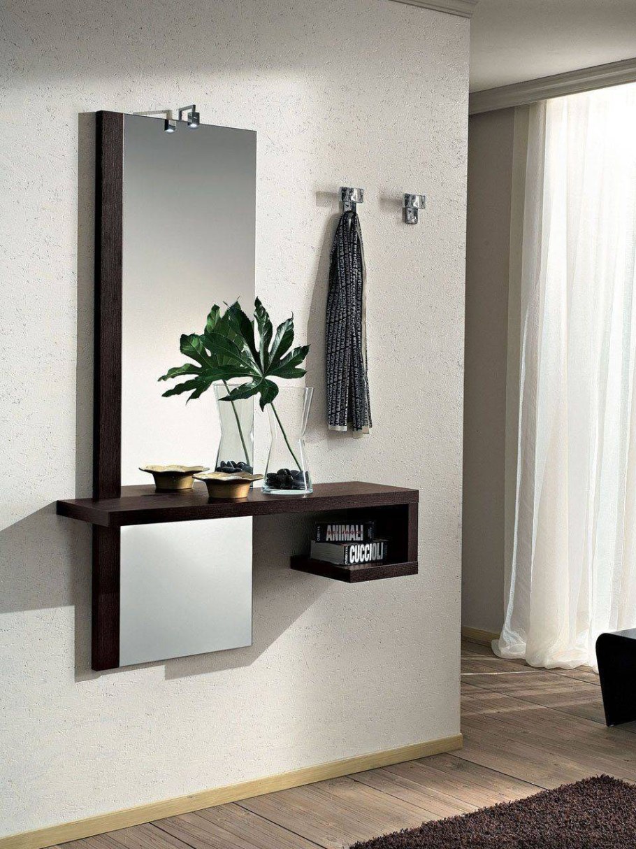 Навесная полка с зеркалом в прихожую