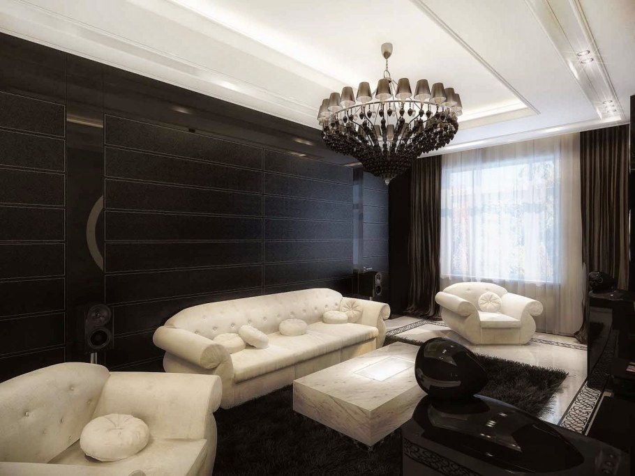 Гостиная в темных тонах