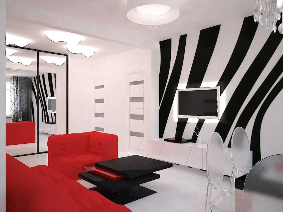 Черно белый интерьер