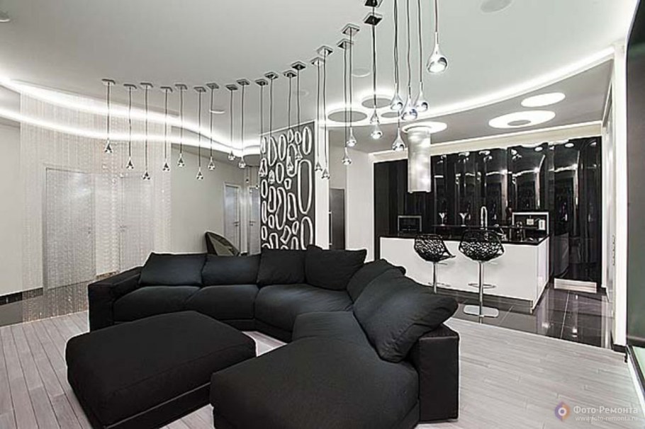Гостиная в черно белом стиле