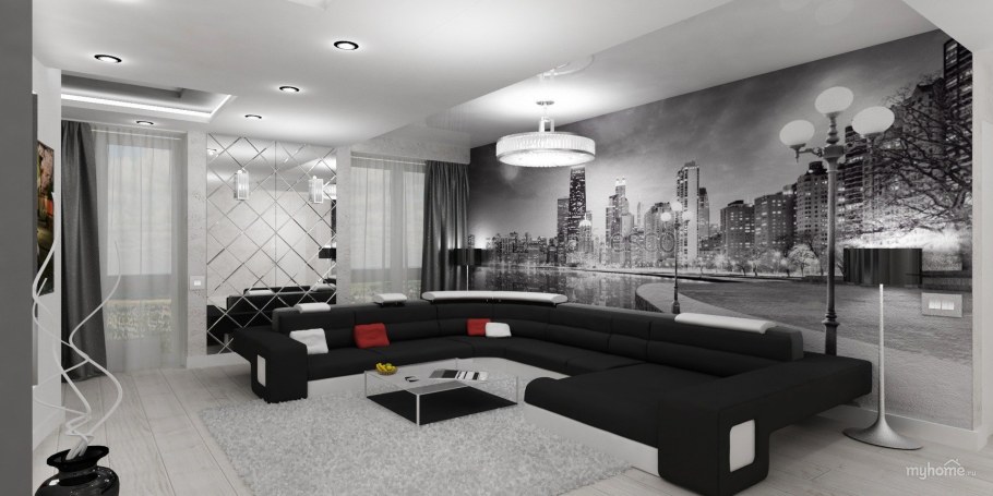 Интерьер в черно белых тонах