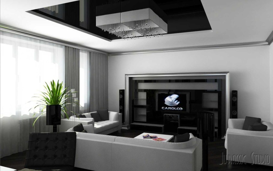 Черный глянцевый потолок