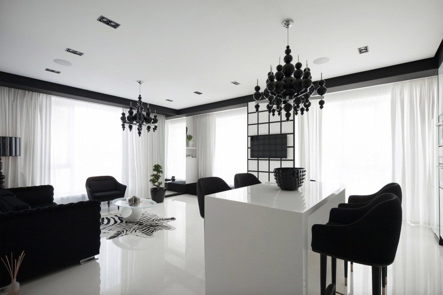 Черно белый интерьер