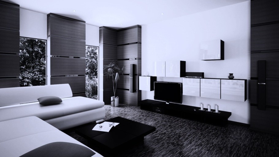 Гостиная в черно белом стиле
