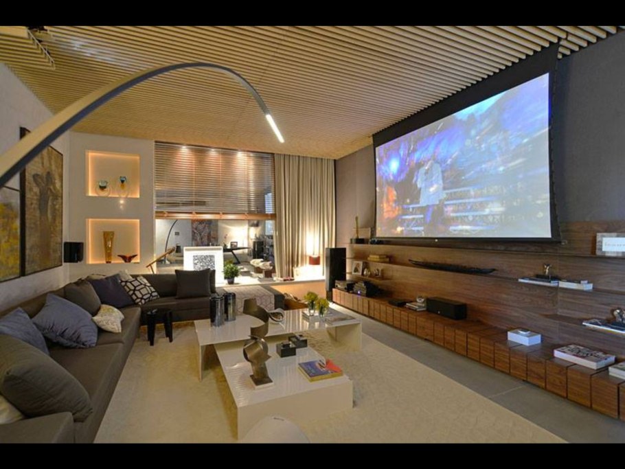 Проектор в интерьере гостиной