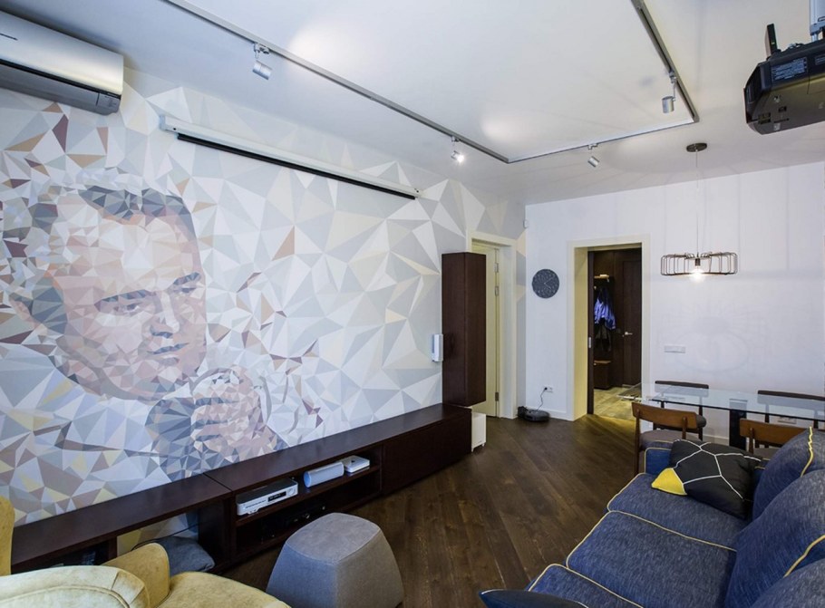 Стена для проектора в интерьере