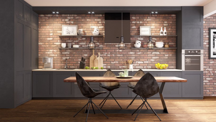 Серая кухня в стиле лофт