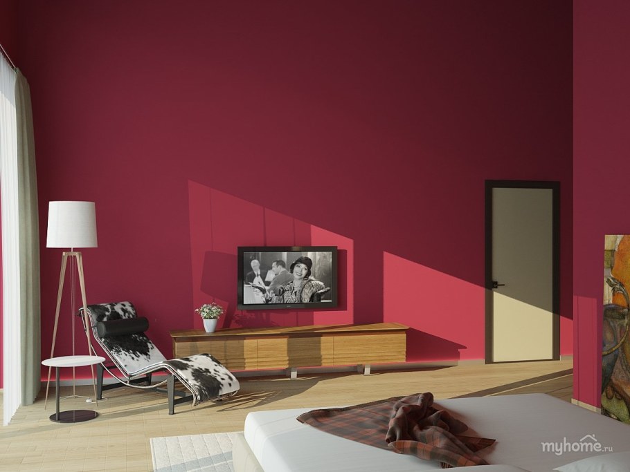 Сочетание серого и бордового в интерьере