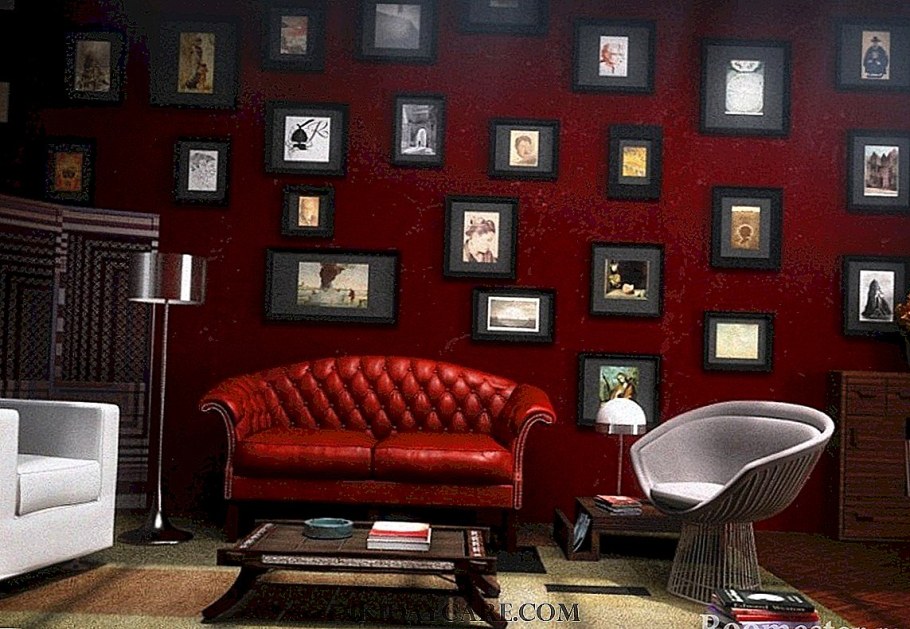 Темный интерьер с красным