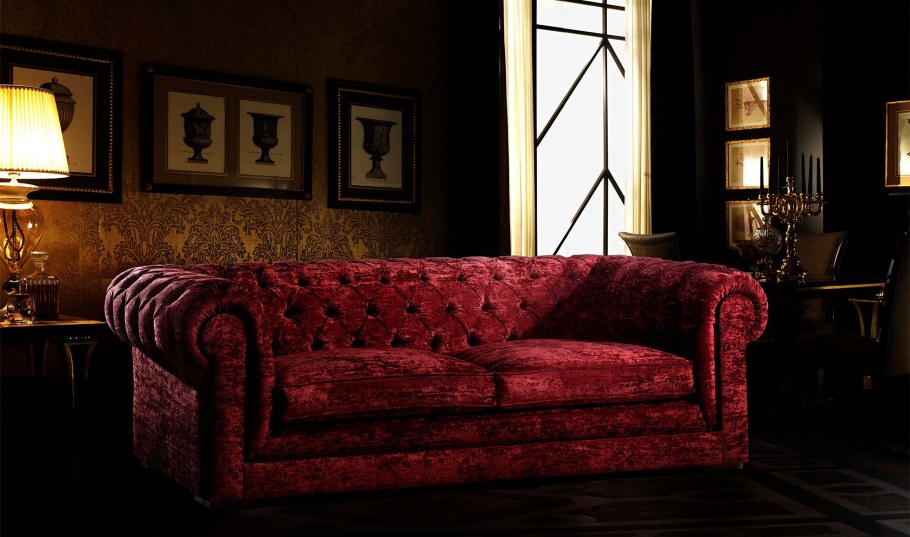 Диван Честер бордовый