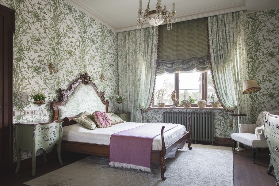 Шторы в английском стиле для спальни