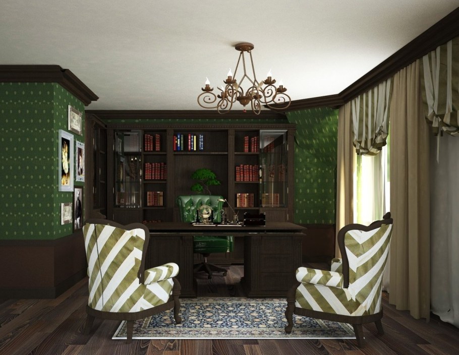 Английский зеленый цвет в интерьере