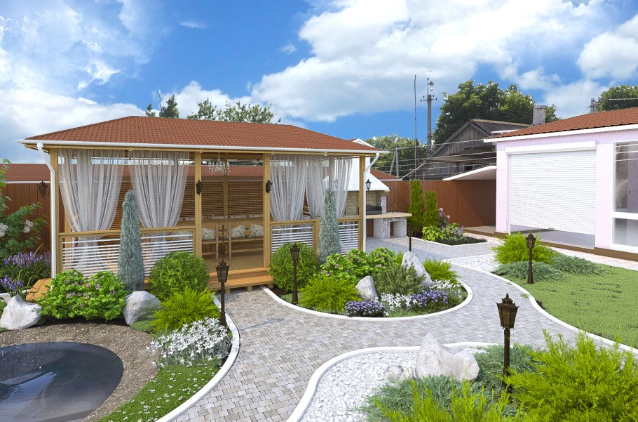 Обустройство двора в частном доме