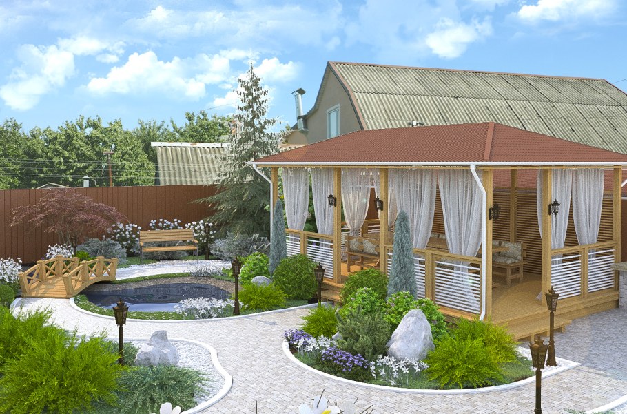 Ландшафт с беседкой